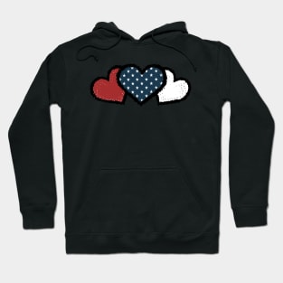 American Flag Valentine's Day Hearts 4th of July Hoodie